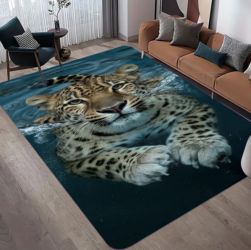 Commercial Printing Format - Tappeto con Motivo Leopardato, Stampa Realistica